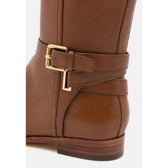 Lauren Ralph Lauren Blayke Burnished Leather Tall Boot Deep Saddle Tan Size 5B - Picture 5 of 6